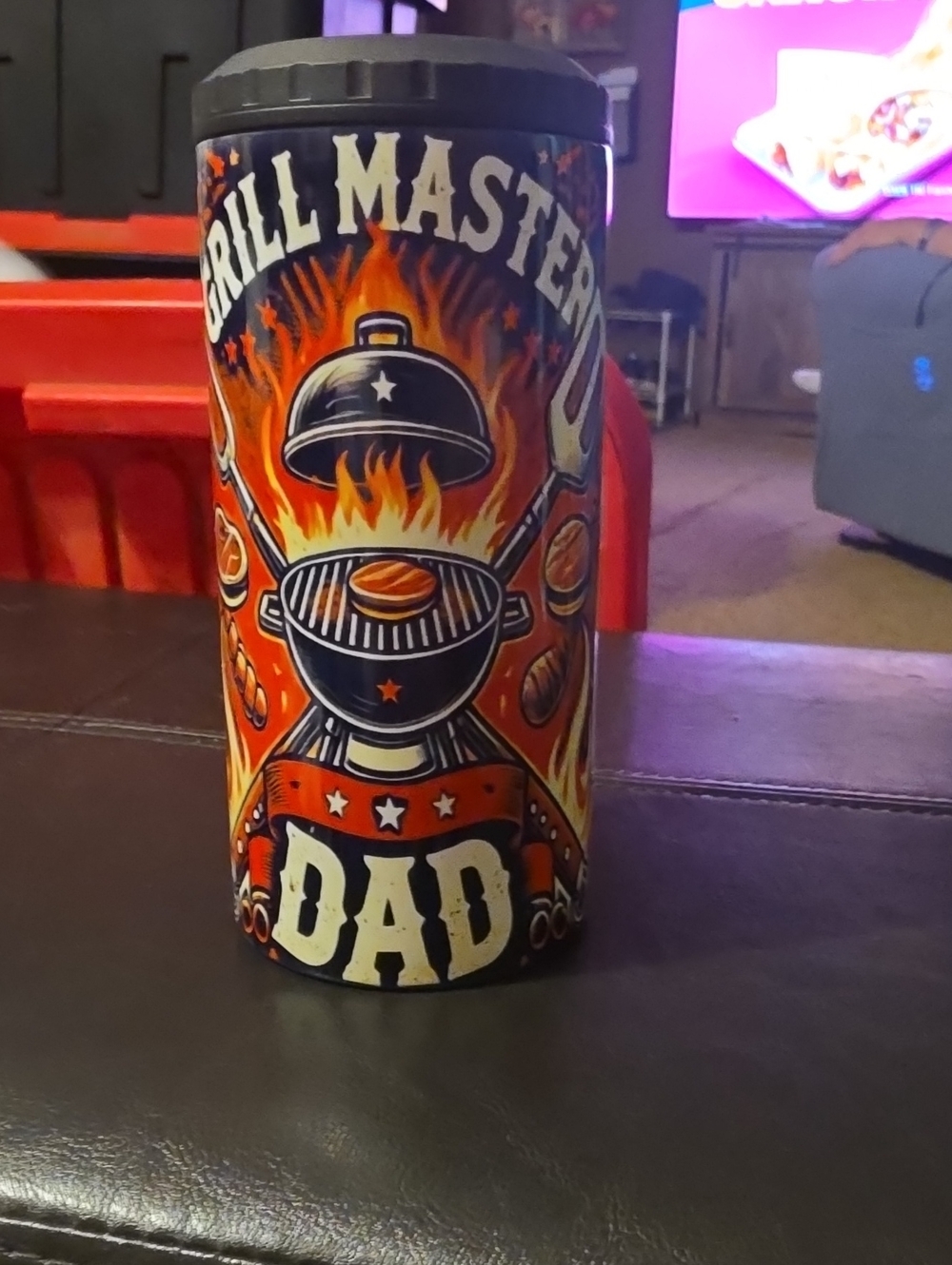 NaNa Grill Master Dad Red Orange Black Travel Tumbler